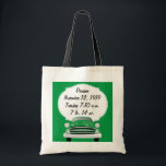 Bolso De Tela Dulce Green Retro Car Baby Gifts<br><div class="desc">¡El niño pequeño y dulce bebé de un coche retro verde en la toalla de ratón de Keepsake para la madre o la abuela del pequeño hombre!</div>