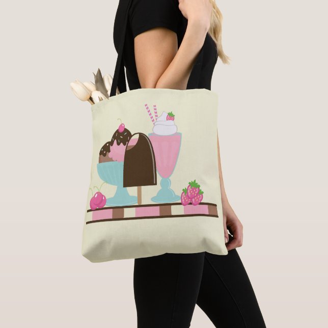 Bolso De Tela Dulce helado Sundae y flor de fresa (Detalle)