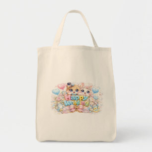 Bolso De Tela Dulce Kawaii Feliz Boda Pareja Animales Pastel Pi