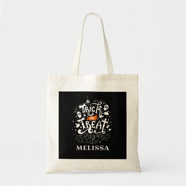 Bolso De Tela Dulce o trata a los niños Personalizado Halloween (Frente)