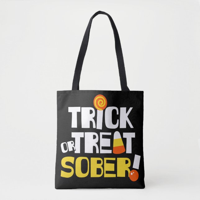 Bolso De Tela Dulce o trata a los sobrios para Halloween en recu (Anverso)