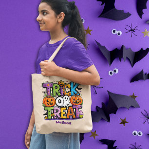 Bolso De Tela Dulce o truco colorido / Halloween Personalizado
