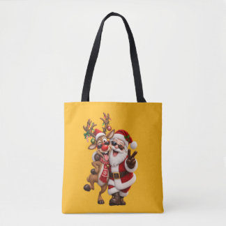 Bolso De Tela Dulce Papá Noel y Ciervo Navidad Fiesta Navideña