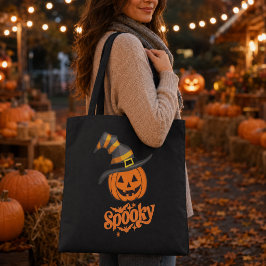 Bolso De Tela Dulce sombrero de bruja de calabaza espeluznante H