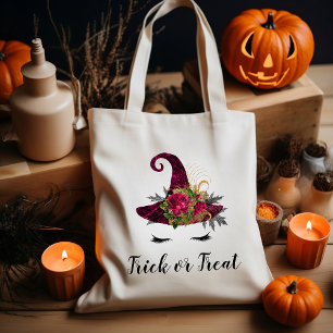 Bolso De Tela Dulce sombrero rojo de bruja de Halloween Truco o 
