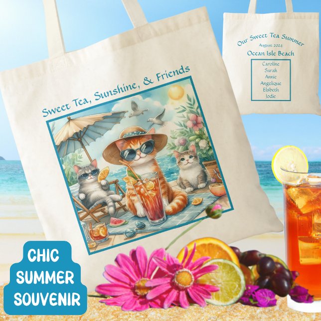 Bolso De Tela Dulce té Sunshine Amigos Verano Beach Cats Trip (Subido por el creador)