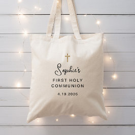 Bolso De Tela Dulce y simple | Faux Gold First Holy Communia