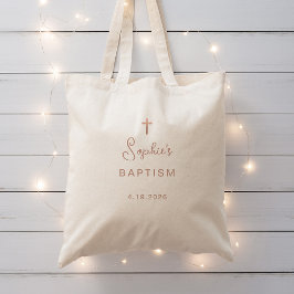 Bolso De Tela Dulce y simple | Faux Rosa Gold Cross Baptism