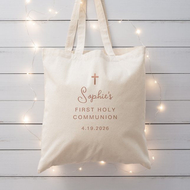 Bolso De Tela Dulce y simple | Rosa Oro Primero Santa Comunión (Subido por el creador)