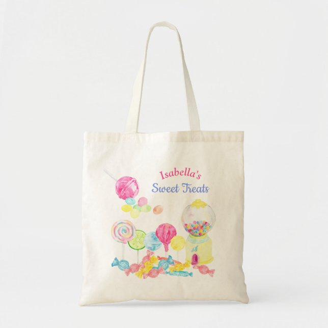 Bolso De Tela Dulces dulces y golosinas Cumpleaños Personalizado (Frente)