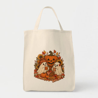 Bolso De Tela Dulces Fantasmas de Halloween Calabaza Otoño Pícni