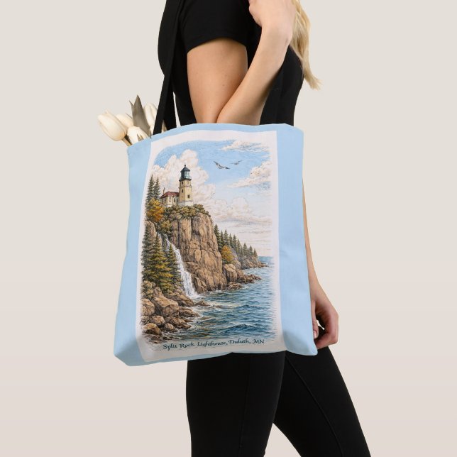 Bolso De Tela Duluth, MN, Split Rock Lighthouse Tote Bag (Detalle)