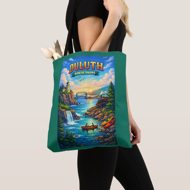 Bolso De Tela Duluth North Shore Minnesota Souvenir Tote Bag (Detalle)