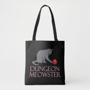 Bolso De Tela Dungeon Meowster Funny RPG Cat con dados