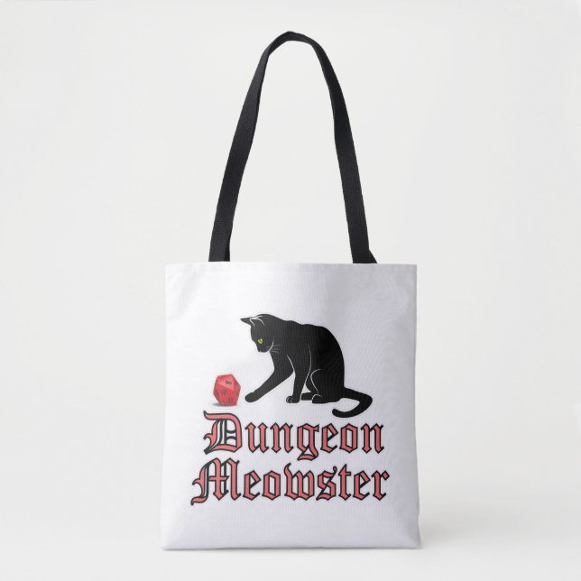Bolso De Tela Dungeon Meowster Funny RPG Cat with Dice (Anverso)