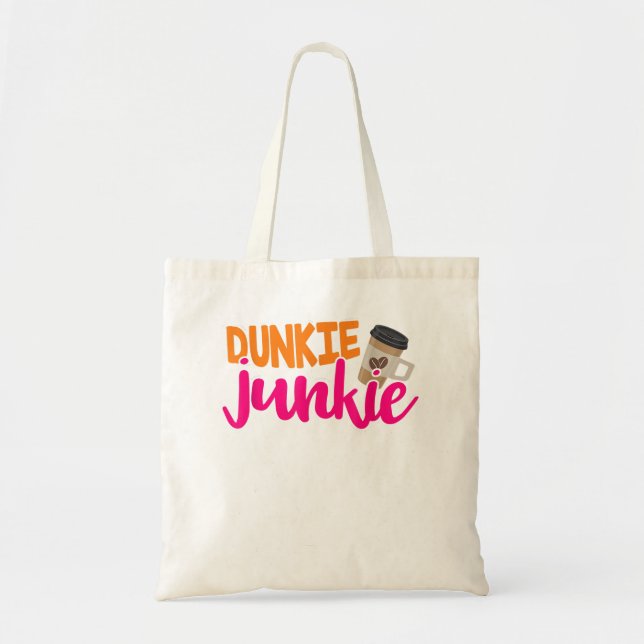 Bolso De Tela Dunkie Junkie - Diciendo Divertido Amante del Café (Frente)