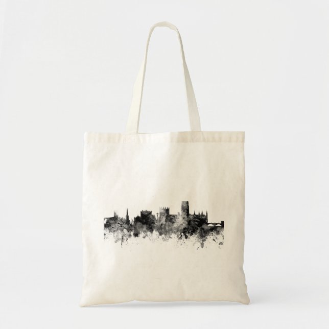 Bolso De Tela Durham England Skyline Cityscape Black White (Frente)
