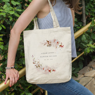 Bolso De Tela Dusky Fall Marsala Rubor Floral Wreath Boda