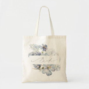 Bolso De Tela Duste Blue Watercolor Floral Bridal Shower