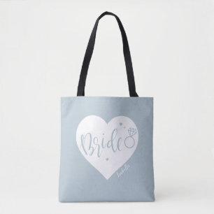 Bolso De Tela Duste corazón azul y guion dama de honor personali