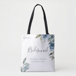 Bolso De Tela Dusty Blue Botanalized Personalized Bridesmaid