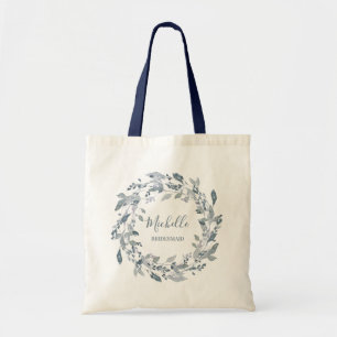 Bolso De Tela Dusty Blue Greenery Bridal Party