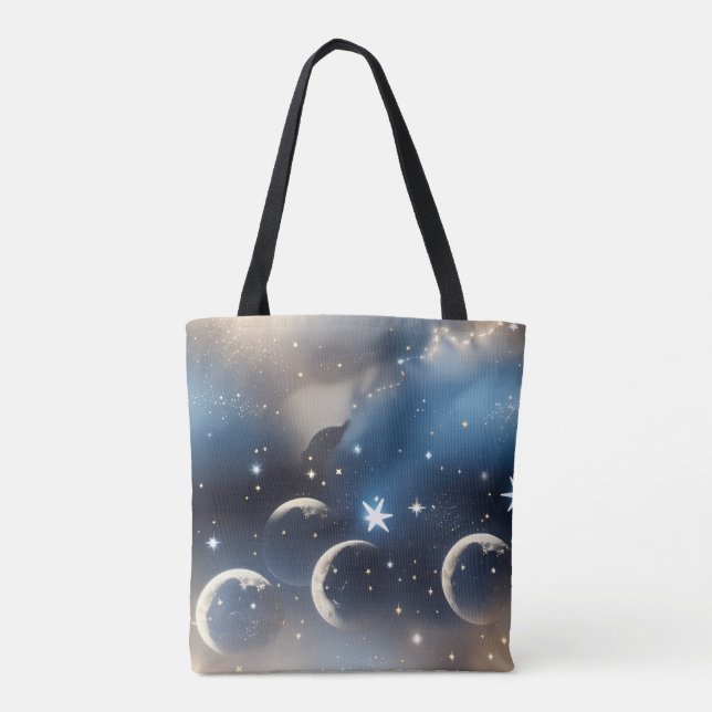 Bolso De Tela Dusty Blue Moon Muted Celestial Aesthetic (Reverso)