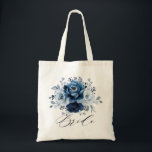 Bolso De Tela Dusty Blue Slate Navy Boda botánico Novia<br><div class="desc">Elegante bolso de boda de novias azul turquesa / marina con elegante ramo de azul turbio,  marina,  flores de rosa de pizarra y hojas de eucalipto azul. Comuníquese conmigo para obtener ayuda sobre la personalización o si necesita cualquier otro producto con este diseño.</div>