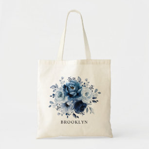 Bolso De Tela Dusty Blue Slate Navy Floral Bridesmaid Regalo