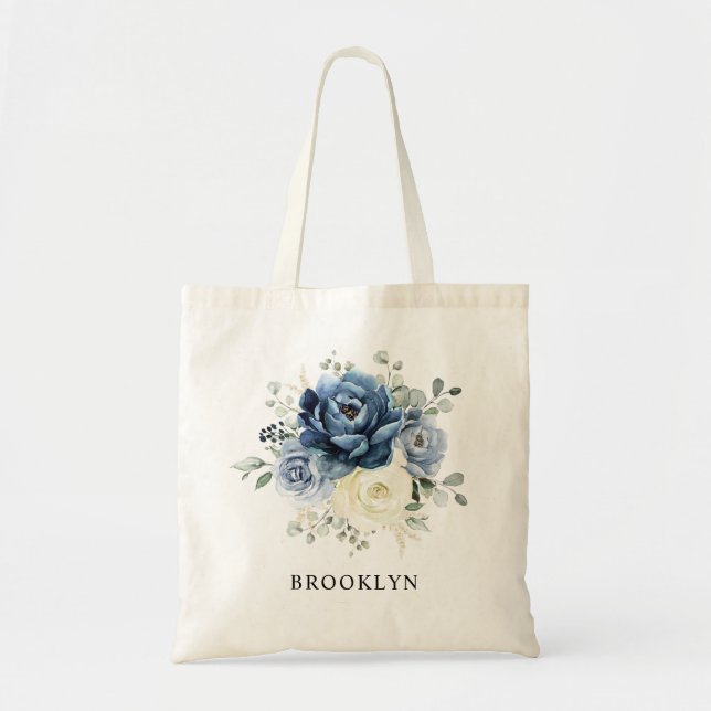 Bolso De Tela Dusty Marina Azul Champagne Boda de marfil (Frente)