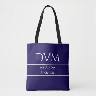 Bolso De Tela DVM azul moderno simple personalizado