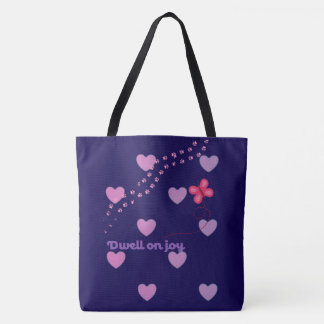 Bolso De Tela dwell on joy hearts and paw prints tote back 