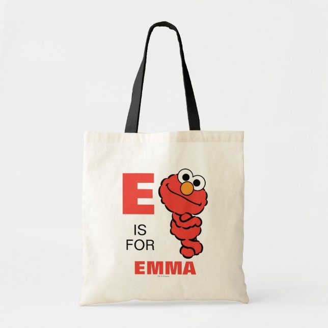 Bolso De Tela E es para Elmo | Añadir su nombre (Frente)