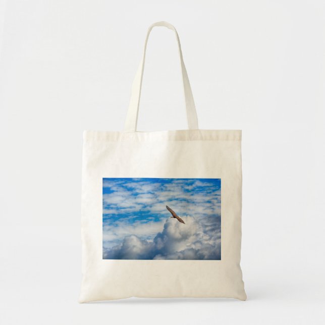 Bolso De Tela Eagle de elevación que vuela sobre las nubes, (Frente)