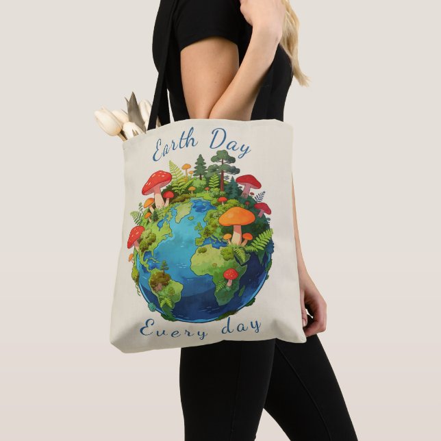 Bolso De Tela Earth Day Every Day Nature Planet Design (Detalle)