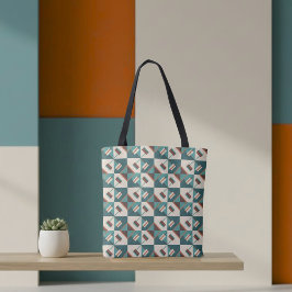 Bolso De Tela Earth Grid Teal and Brown Tote