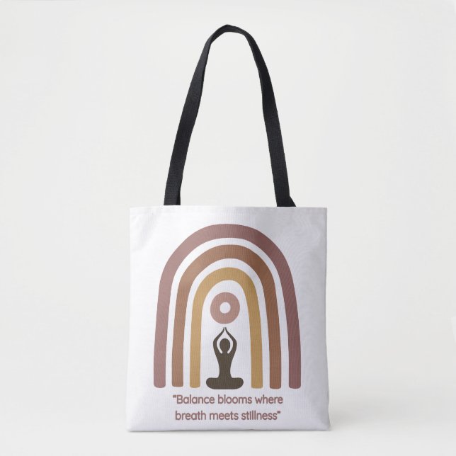 Bolso De Tela Earth-Toned Mindfulness Rainbow Yoga Design (Anverso)