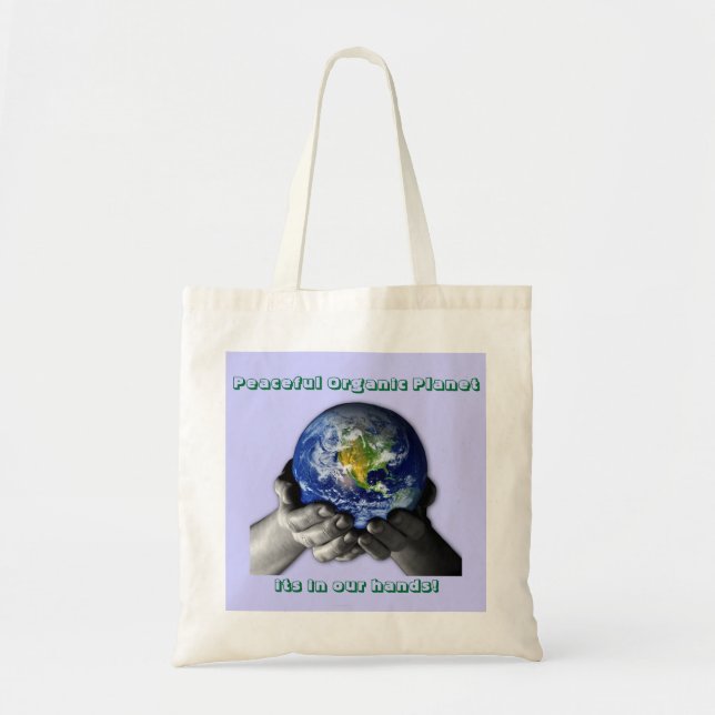 Bolso De Tela EarthHands, planeta orgánico pacífico, su adentro (Frente)
