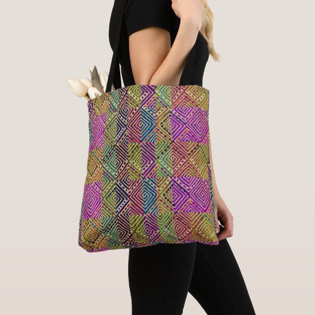 Bolso De Tela Earthy Boho Diamonds | Inspiración africana (Detalle)