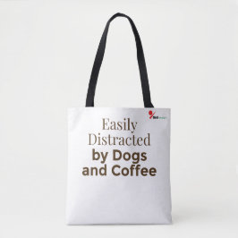 Bolso De Tela Easily Distracted by Dogs and Coffee – Funny Pet L