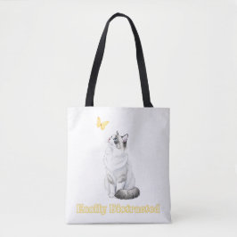 Bolso De Tela Easily Distracted Cute Cat & Butterfly Design