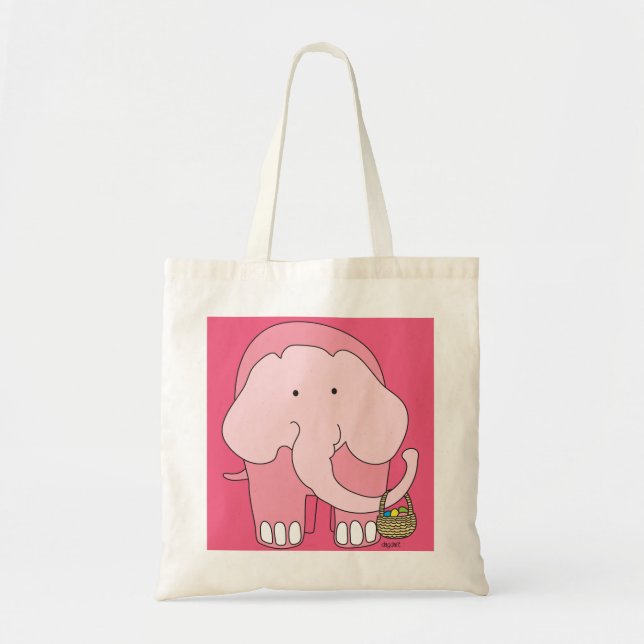 Bolso De Tela Easter Elephant Egg Basket Tote (Frente)