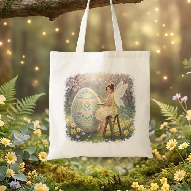 Bolso De Tela Easter Fairy Painting Egg Spring (Subido por el creador)
