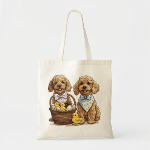Bolso De Tela Easter Goldendoodle Dogs Cesta de Pascua