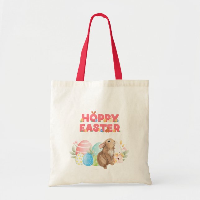 Bolso De Tela Easter Group Eggs Hoppy Easter Day (Frente)