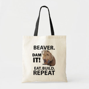 Bolso De Tela Eat Build Repeat Funny Beaver Animal
