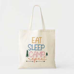 Bolso De Tela Eat Sleep Camp Repeat Funny