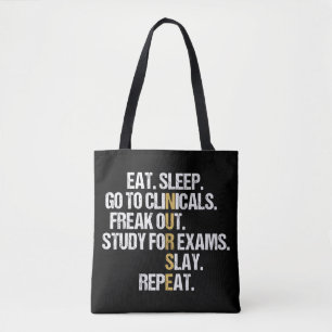 Bolso De Tela Eat Sleep Go to Clinicals Funny Enfermería