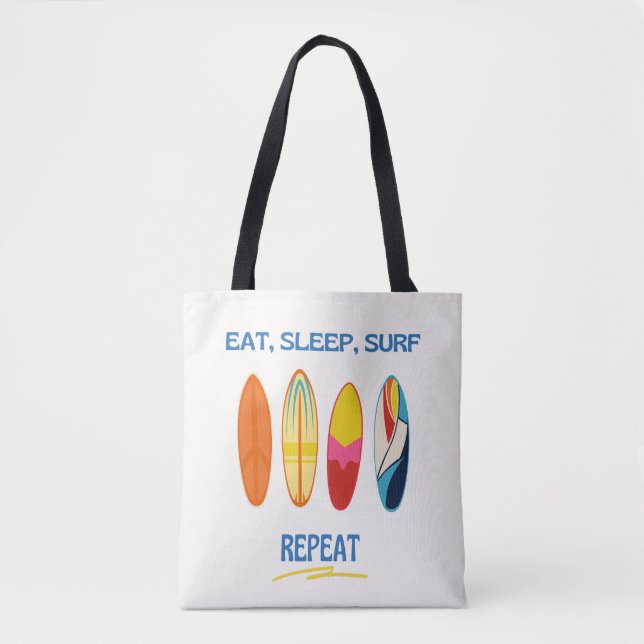 Bolso De Tela Eat, Sleep, Surf, Repeat - Beach Life (Anverso)