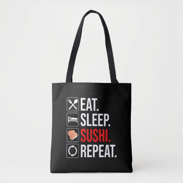 Bolso De Tela Eat. Sleep. Sushi. Repeat (Anverso)